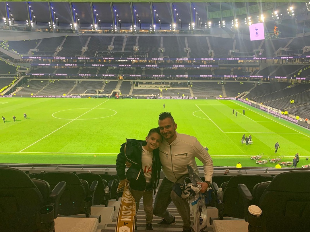 Taye and Dad at the new Tottenham Hotspur Stadium opening